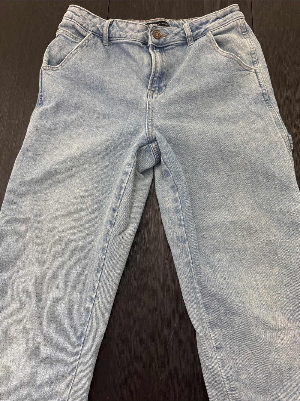 Sincerely Jules Carpenter Jeans Women’s Light Wash Wide Leg Utility Denim 7/28